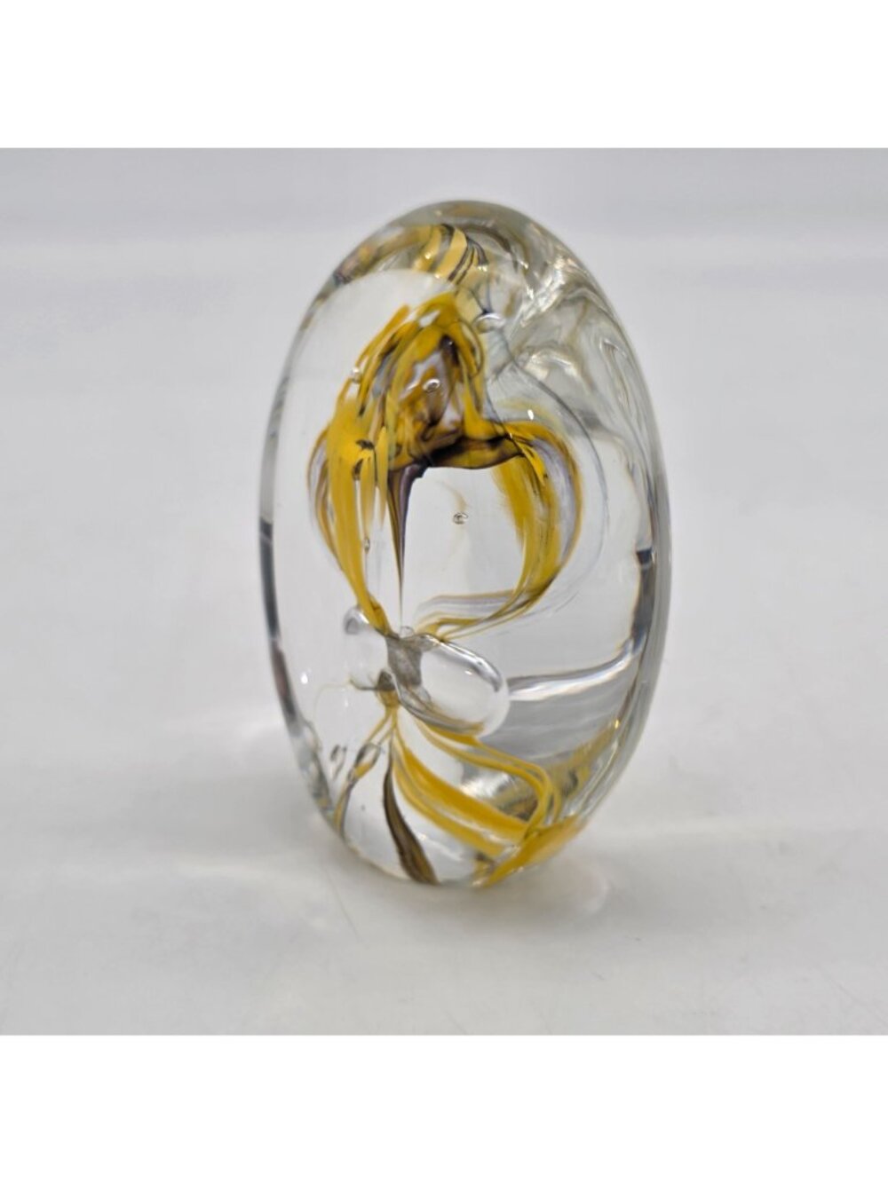 Kris Pfeiffer Brilliant Handmade Glass Paperweight Yellow Abstract Design Hollan - Picture 5 of 9